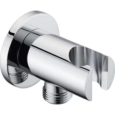 Support Murale Pour Douche À Main - Raccord Coudé G1/2" - Fixation Murale Pour Tête De Douche Et Nettoyeur Bidet - Zinc Allié Chromé - 1 Pièce (1/5)