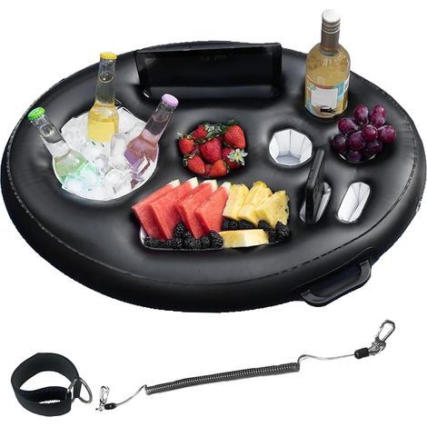 Gonflable Porte Gobelet Piscine, Bar Flottant Piscine 9 Trous avec Corde Traction, 2 en 1 Grand Plateau Piscine 75X50 Porte-Gobelet Flottant Portable pour Adultes Plateau Apero Piscine (1/4)