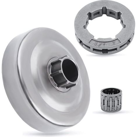 Kit de tambour d'embrayage pour Husqvarna 55 51 50 154 254, tambour d'embrayage 325"-7T avec roue, pignon de roue, roulement à aiguilles Remplacement OEM 503088702 (1/5)