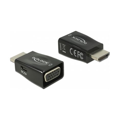 DeLOCK 65902 cambiador de género para cable HDMI A VGA Negro