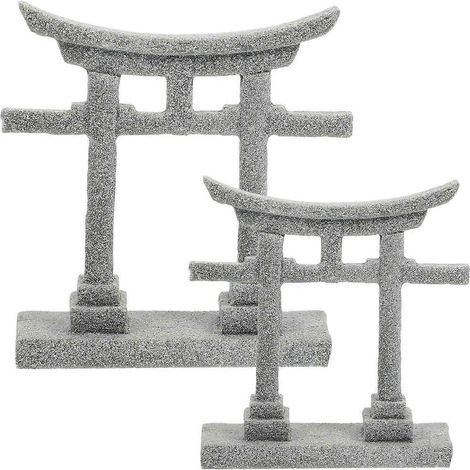 Lot de 2 portails Torii pour décoration de jardin, aquarium, table à sable ou micro-paysage.-8.3X7.1X2.3CM-Grey