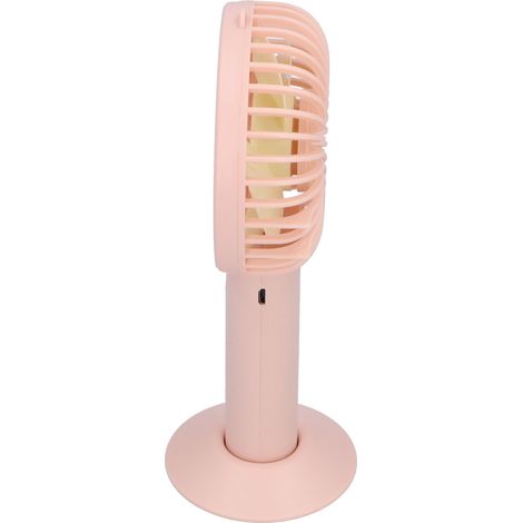 Ventilateur électrique portable à 4 pales et 3 vitesses réglables, rechargeable par USB, avec base rose (1/5)
