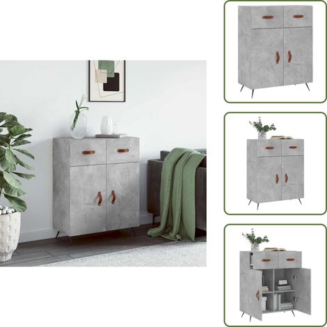 Buffet gris béton 69,5x34x90 cm bois d'ingénierie - Buffet Design Moderne - Buffet Gris - Buffet Rangement - Armoire Entrée - Meuble Salon (1/5)