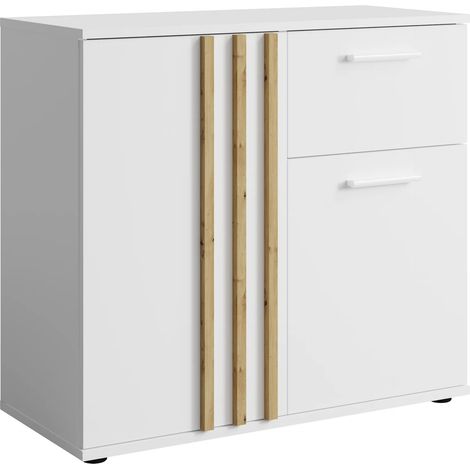 AX LIVING Kommode mit Schublade Turell 2T1SZ – 80 cm Weiß