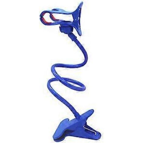 Soporte universal para teléfono móvil de brazo largo, flexible e inclinable, con pinza para teléfono y accesorio para cama - Azul oscuro