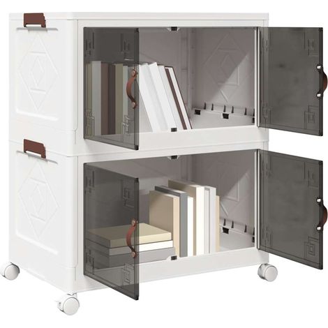Aufbewahrungsbox mit Rädern Stapelbar 2-stöckig 75 L 64x40x76cm