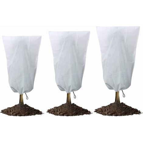 Plant Winter Cover, 3 Pack Winter Protection Bags for Plants, Plant Cover for Frost Protection, Reusable, for Antifreeze, Insects, Plant Protection (White) (1/5)