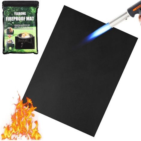 feuerfeste Matte, 120 x 100 cm, Kohlefaser, hitzebeständig bis 1000 °C, für Grill, Kamin und Schweißen (1/5)