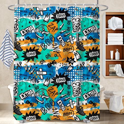 Rideau de douche tissu polyester 180x180 imprimé bâche de douche pour personne à mobilité réduite (1/5)