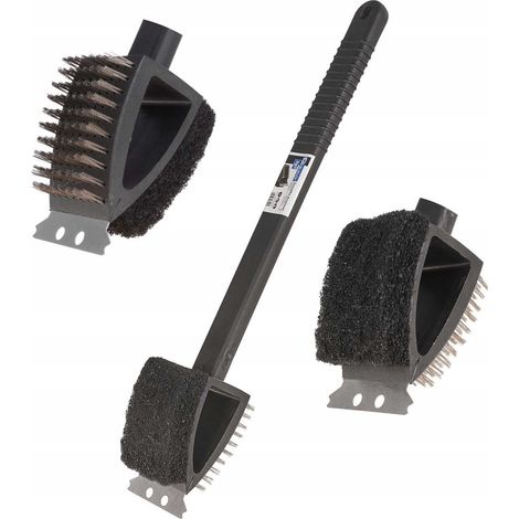 Brosse métallique 3 en 1 avec grattoir et éponge - pour nettoyer le gril (1/5)