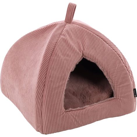 Panier Colette pour Chat et Chien Rose - 38x38x40cm - Grotte pour Chat et Chien - Lit pour Chat et Chien - Lavable - Fond Anti-dérapant - Lieu de Couchage Doux et Confortable (1/5)