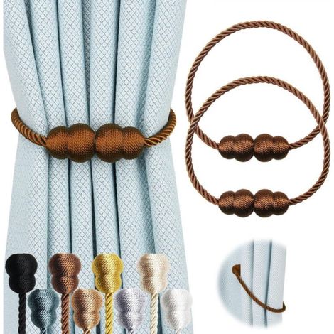 Magnetische Gardinenhalter, elegante Outdoor-Gardinenhalter, braun, 2er-Set