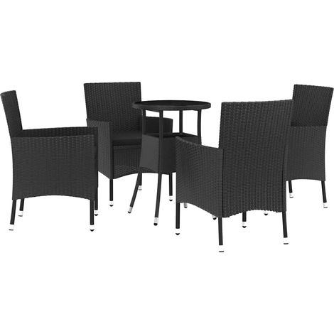 Maison Exclusive - 5-tlg. Garten-Bistro-Set mit Kissen Schwarz Po (1/5)