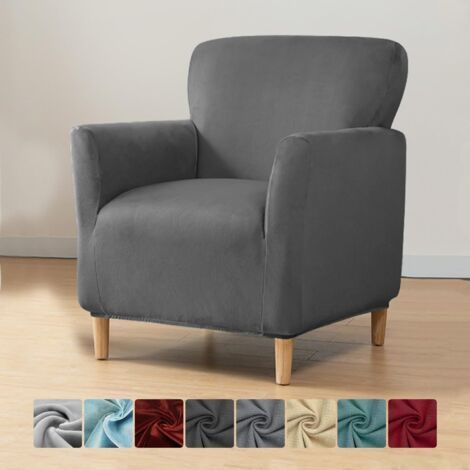Grey, Single sofa cover (with armrests), Elastic sofa cover (non-slip), Sofa cover (1/5)