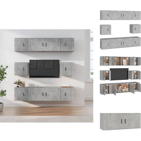 TV-Möbel - Living 8-tlg. TV-Schrank-Set Betongrau Holzwerkstoff (1/5)