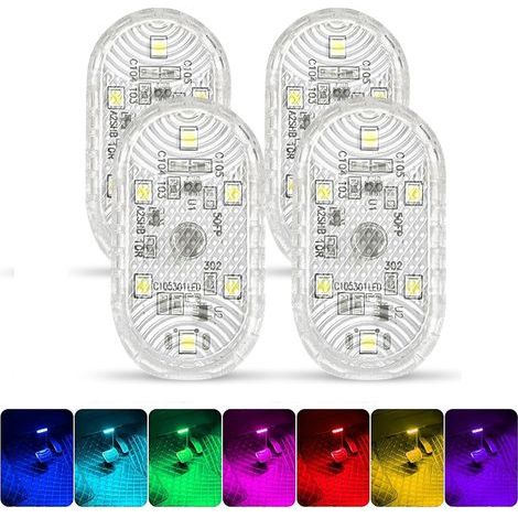 4Pcs RGB Éclairage Intérieur de Voiture, Lampe Tactile 7 Couleurs LED, Plafonnier Rechargeable USB (1/5)