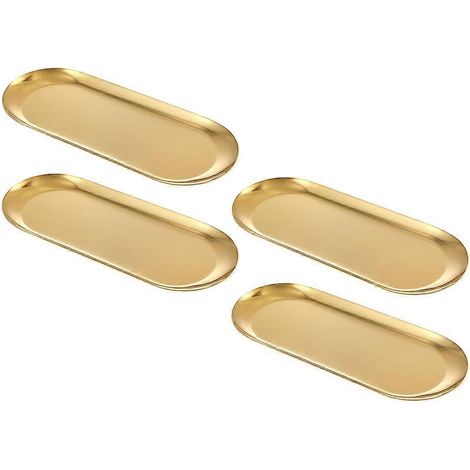 Plateau décoratif en acier inoxydable (lot de 4), plateau de salle de bain pour coiffeuse, plateau d'évier pour distributeur de savon (1/5)