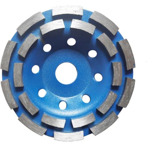 Meule diamantée de 125 mm (5 pouces), 2 rangées, segmentée, en forme de coquille, avec un alésage intérieur de 22 mm pour béton.