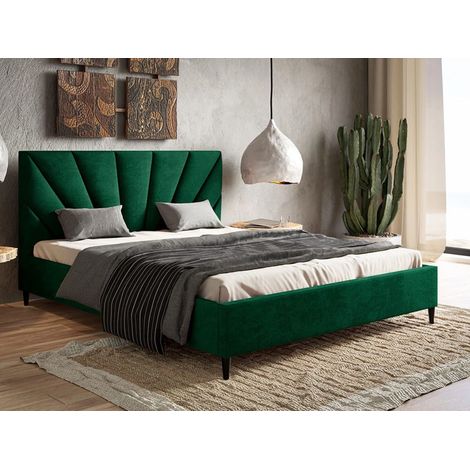 Lit capitonné avec tête de lit 180x200 velours vert Fuzi (1/5)