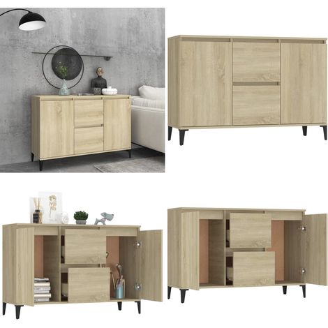Buffet chêne sonoma 104x35x70 cm bois d'ingénierie - Buffet Industriel - Meuble Rangement - Armoire Salon - Commode Design - Étagère Murale - Home & Living (1/5)