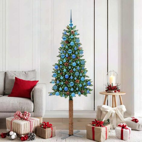 Schlanker Weihnachtsbaum mit 300 LEDs mit Ständer Grün 180 cm