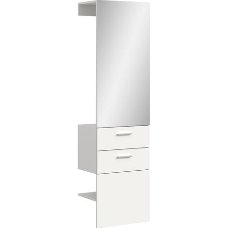 Vaga portemanteau avec miroir 2 tiroirs, 1 miroir, 1 barre, 2 étagères blanc. (1/5)