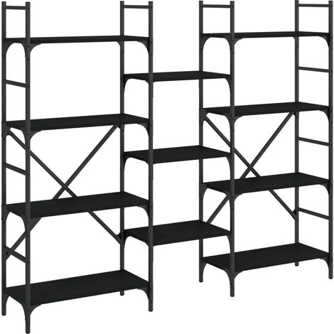 Bibliothèque noir 160x28,5x136,5 bois d'ingénierie (1/5)