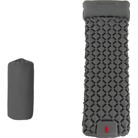 Matelas de camping gonflable  - Ultraléger - Hexagonal - Gris - Sac de couchage inclus (1/5)