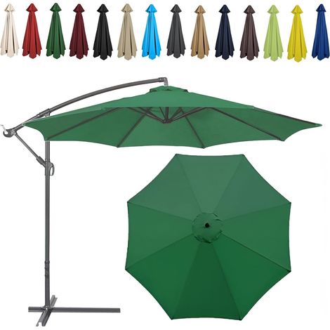 Auvent De Remplacement pour Parasol , Toile De Parasol Déporté Remplacement Pour Cour, Jardin, Plage, Protection UV,8ribs-300cm,Rouge Vin (1/5)