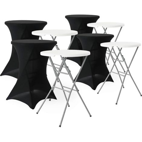 Lot de 4 tables de réception pliantes acier avec housse de protection housse en polyester noit Gala