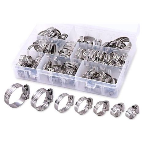 60 réglables 8mm - 38mm gamme en acier inoxydable vis sans fin clips de tuyaux combo Kit, 7 tailles, clips de tuyaux de carburant pour tuyaux, tuyaux, conduites de carburant, automobile et application