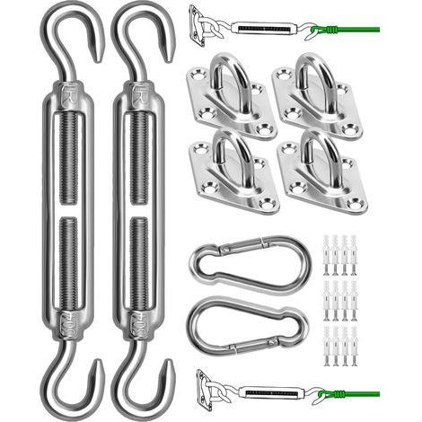 Kit de matériel de voile d'ombrage de 12,7 cm en acier inoxydable 304 pour voiles d'ombrage rectangulaires et triangulaires de jardin, accessoires de fixation de voile d'ombrage robustes, ensemble de (1/5)
