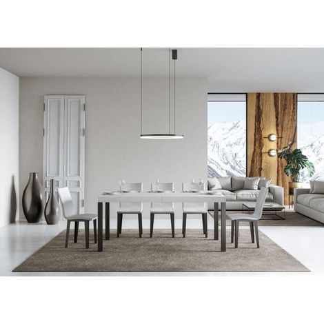 Tavolo everyday Allungabile piano Bianco Frassino 90x160 Allungato 420 telaio Antracite