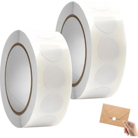 2000 etichette adesive rotonde bianche a pois, diametro 19 mm, in rotolo, per casa e ufficio. (1/5)