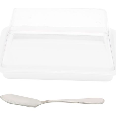 Boîte de rangement pour beurre en plastique quadrangulaire, coupe-beurre, boîte à fromage avec couvercle transparent (1/5)