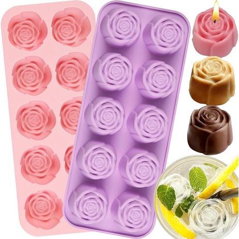 Set di 2 stampi in silicone per dolci, con 20 rose, riutilizzabili, senza BPA, adatti per cioccolato e praline, facili da pulire, ideali per pasticceri amatoriali e professionisti. (1/5)