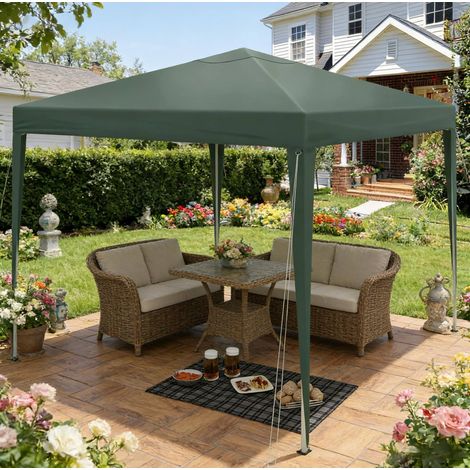 Gazebo da giardino pieghevole 3 x 3 m, altezza regolabile, verde HAVRYA (1/5)