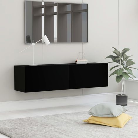 Meuble TV 2 Tiroirs : 120 X 30 X 30 Couleur Noir. A suspendre au mur (1/5)