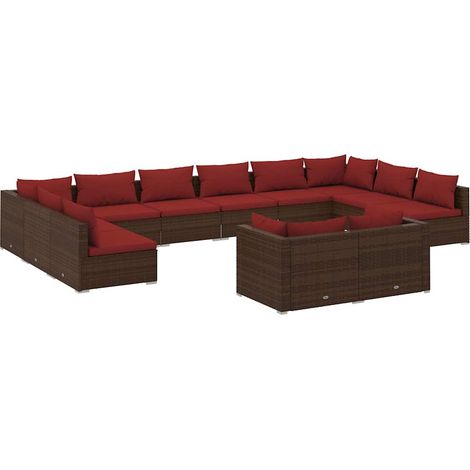 Maison Exclusive - 12-tlg. Garten-Lounge-Set mit Kissen Braun Pol (1/5)