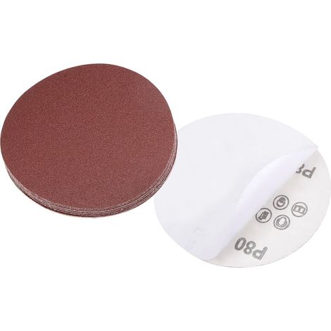 Disques de Ponçage PSA - 10 Pièces - Oxyde d'Aluminium - Adhésif Sensible à la Pression - Bois et Métal - 125 mm Grain 80 (1/5)