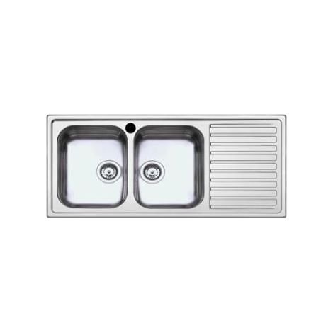 LAVELLO INOX INCASSO 116X50CM 2 VASCHE CON GOCCIOL (1/2)