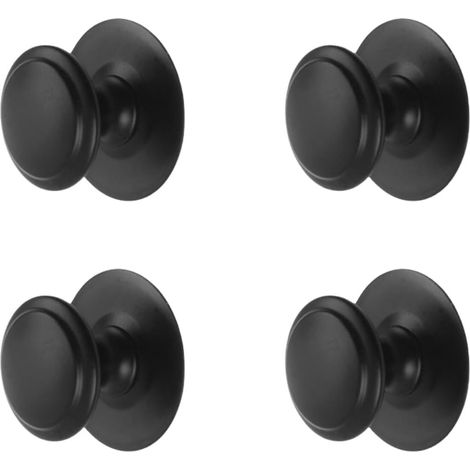 4 boutons de tiroir en acier inoxydable noir, poignées métalliques autocollantes sans perçage, boutons à coller pour armoires, cuisine, portes en verre et penderies (1/5)