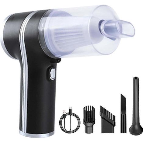 Aspirateur de voiture portatif avec éclairage 9000Pa et réservoir transparent noir-- (1/5)