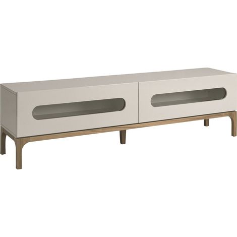 Meuble TV Angel Cerda éclairage LED gris et noyer - Gris anthracite et noyer chaleureux (1/5)
