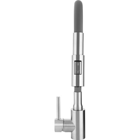 Robinet sur pied Nila Laveo avec bec flexible à 2 fonctions, acier brossé/gris (1/5)