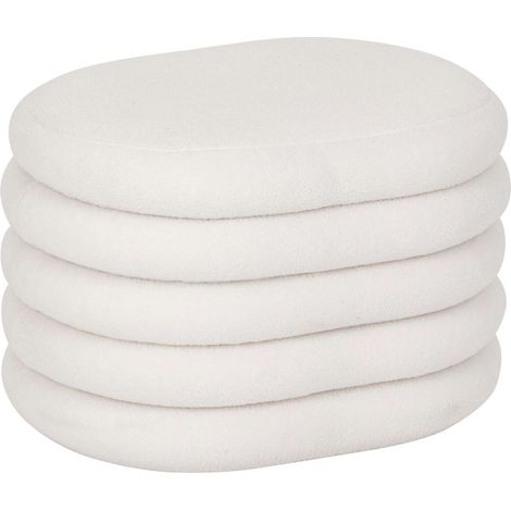 Atmosphera – Pouf de rangement en bouclette blanc – Dimensions 59x45x40 cm – Structure en pin et MDF – Rembourrage en mousse Polyuréthane