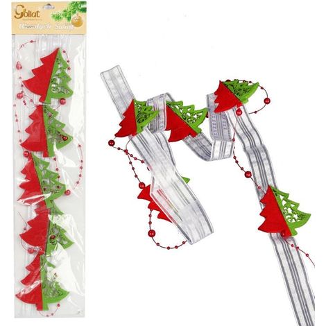 Ghirlanda di feltro per albero di Natale, 110 cm - Decorazione natalizia nei colori rosso e verde (1/4)