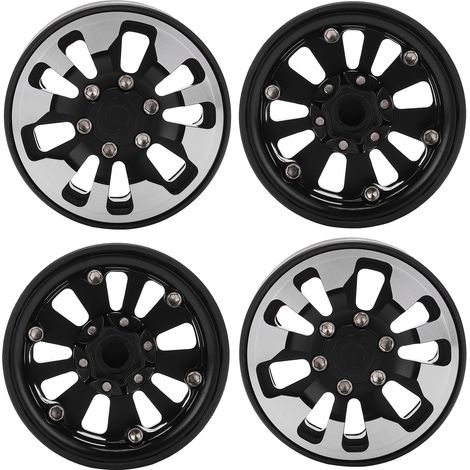 Jante alliage 9 trous 57mm pour RC Crawler, écrous inclus, couleur noire (1/5)