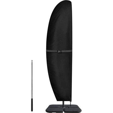 Housse de parasol à poser sur le côté, en tissu Oxford 210D imperméable et résistant aux UV, avec fermeture éclair (280 x 30/81/46 cm) - Noir (1/3)