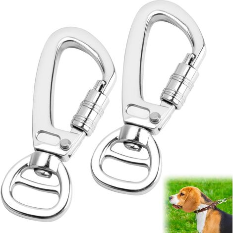 2pcs Mousquetons Pivotant en Alliage Zinc Carabiner Tactique avec Verrouillage Mousqueton à Vis Charge Lourd Porte CléS Clip à Ressort Déclenchement